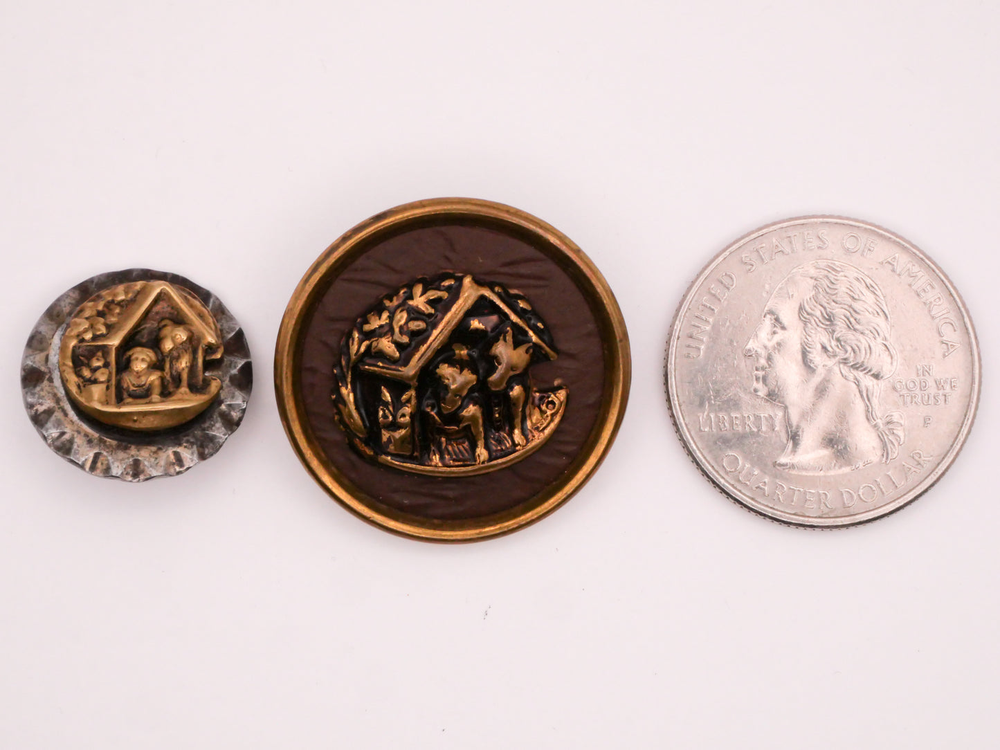 Dog and Child Doghouse Victorian Metal Button Various 18-27mm