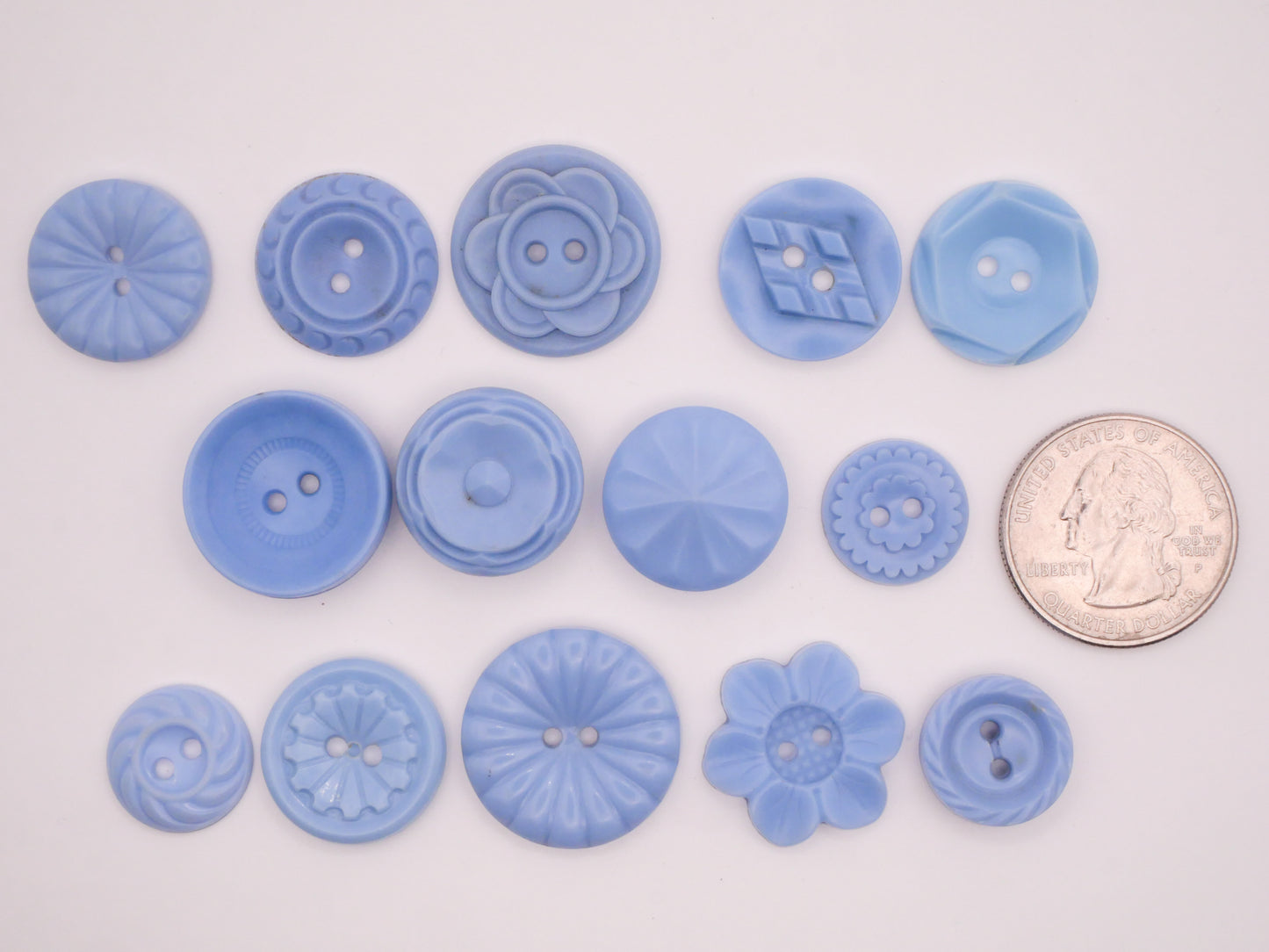 Baby Blue Vintage Plastic Housecoat Button Various 15-23mm