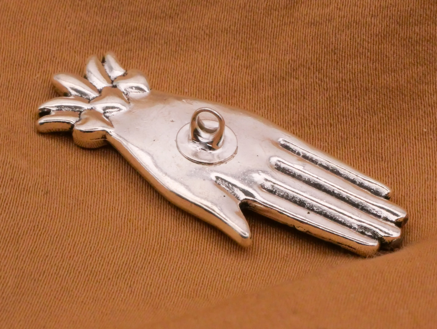 Heart in Hand Large Silver Metal Button 16x39mm