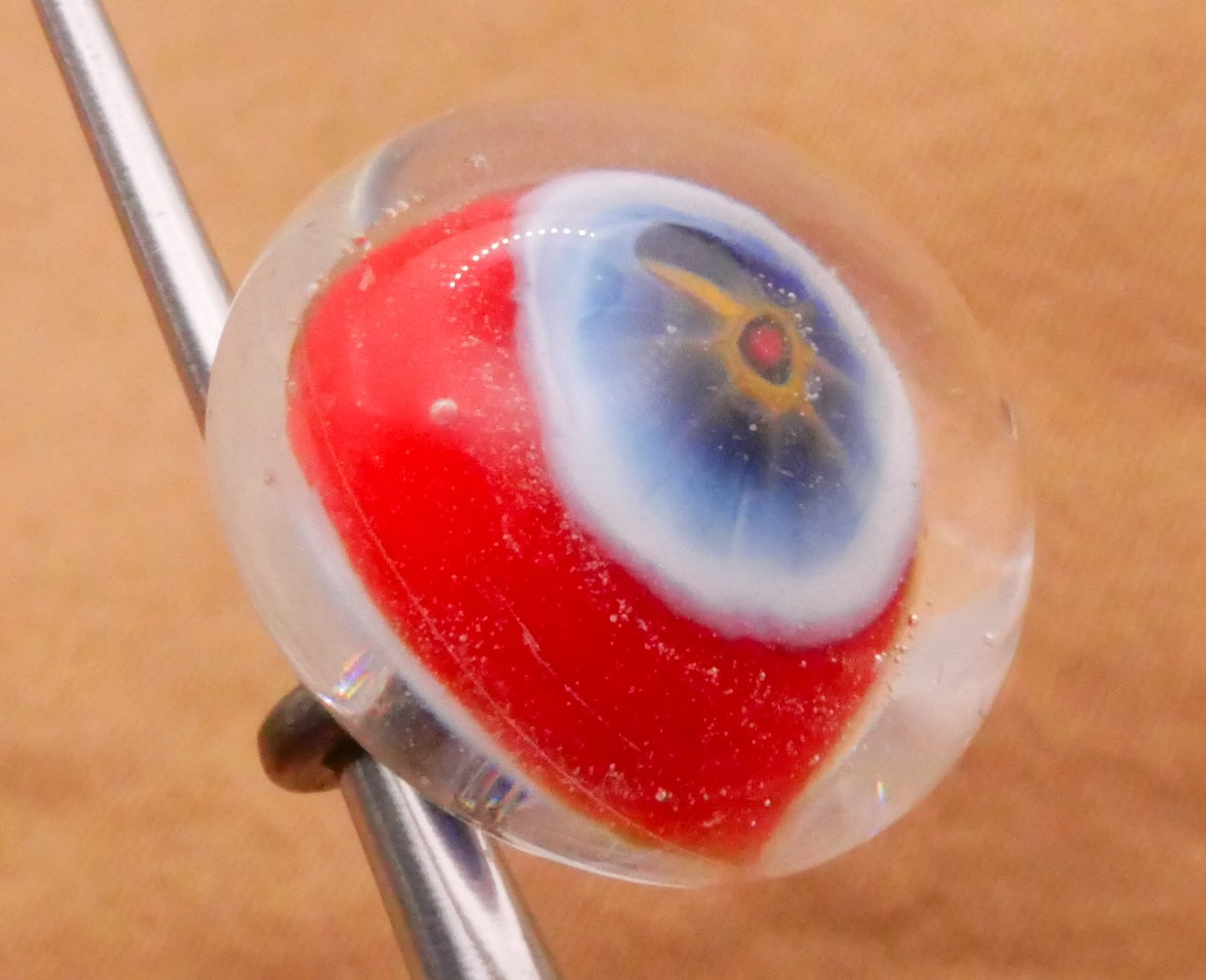 Patriotic Red White Blue Paperweight Glass Button Various 12-15mm