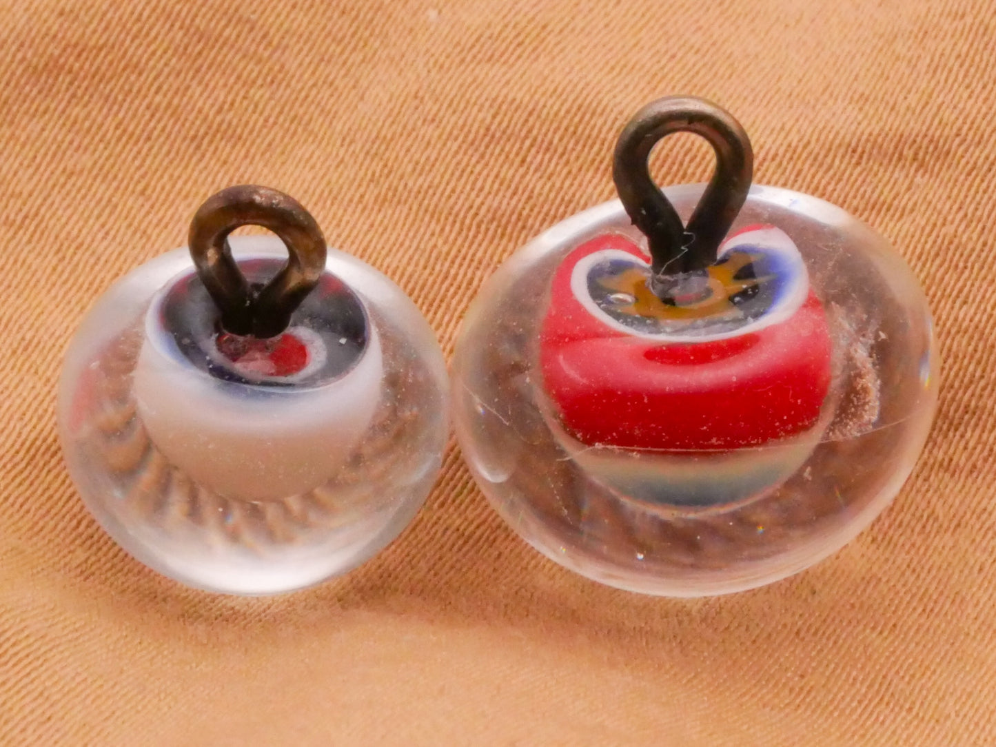 Patriotic Red White Blue Paperweight Glass Button Various 12-15mm