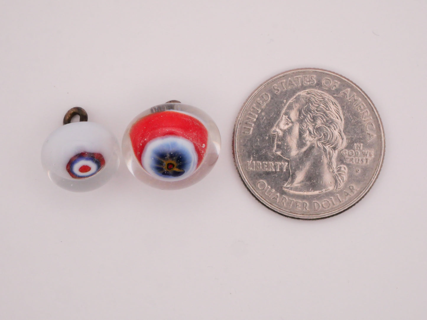Patriotic Red White Blue Paperweight Glass Button Various 12-15mm