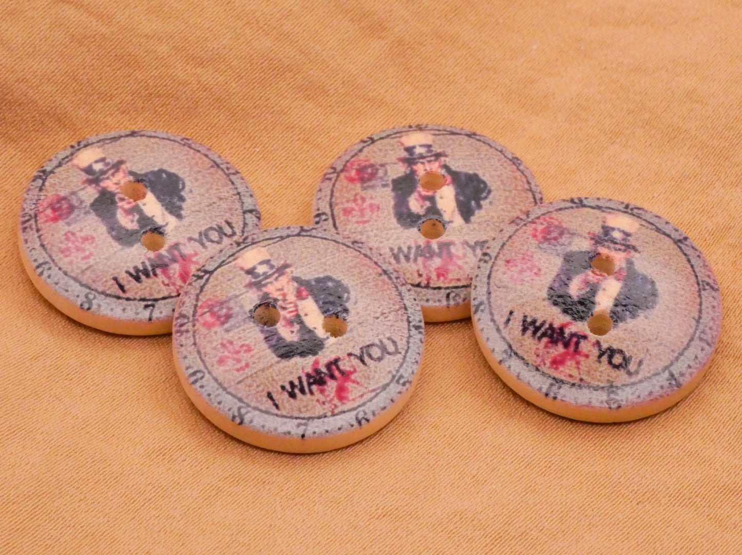 We Want You Uncle Sam Wood Button 20mm