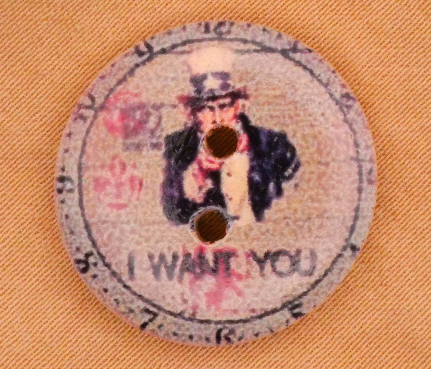 We Want You Uncle Sam Wood Button 20mm