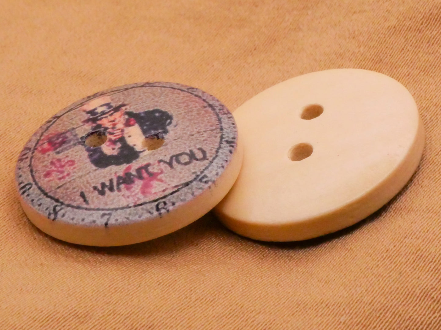 We Want You Uncle Sam Wood Button 20mm