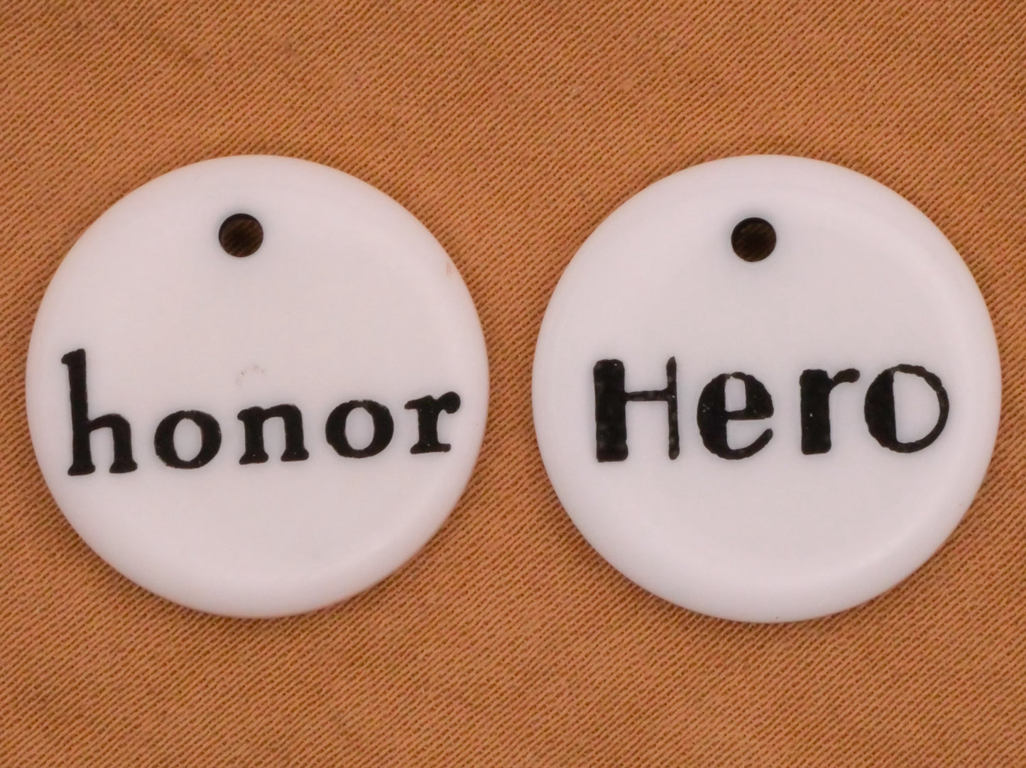 Honor or Hero Plastic Charm Embellishment Various 19mm