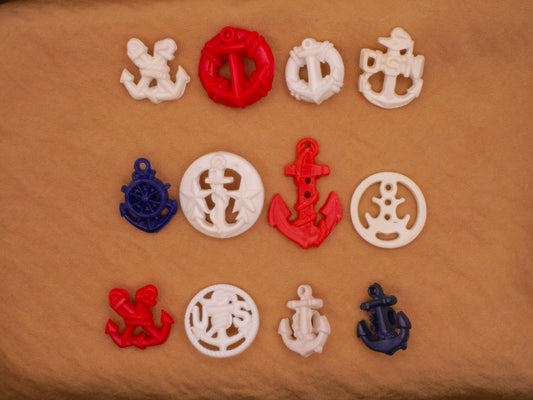 Anchor Red White or Blue Goofy Vintage Plastic Button Various 14-29mm