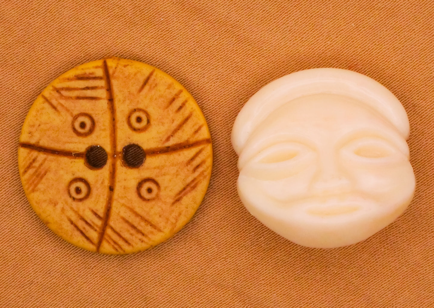 Tribal Bone Ivory Look Vintage Plastic Button Various 21-23mm