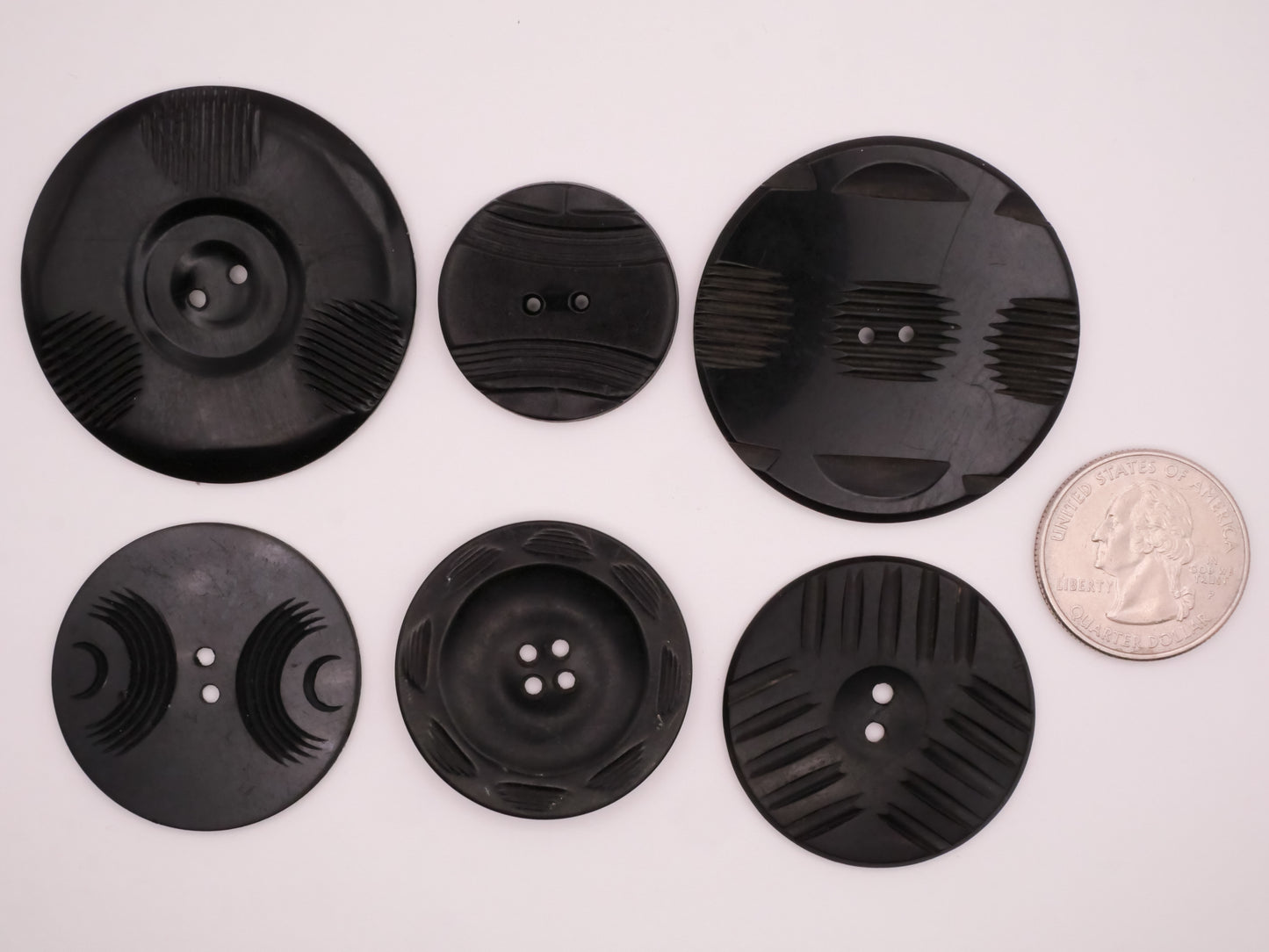 Tribal Look Black Plastic Celluloid Wafer Button Various 27-44mm