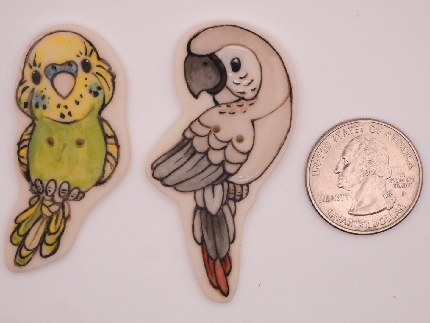 Tropical Bird Hand-Painted Porcelain Ceramic Large Button Various 24-58mm