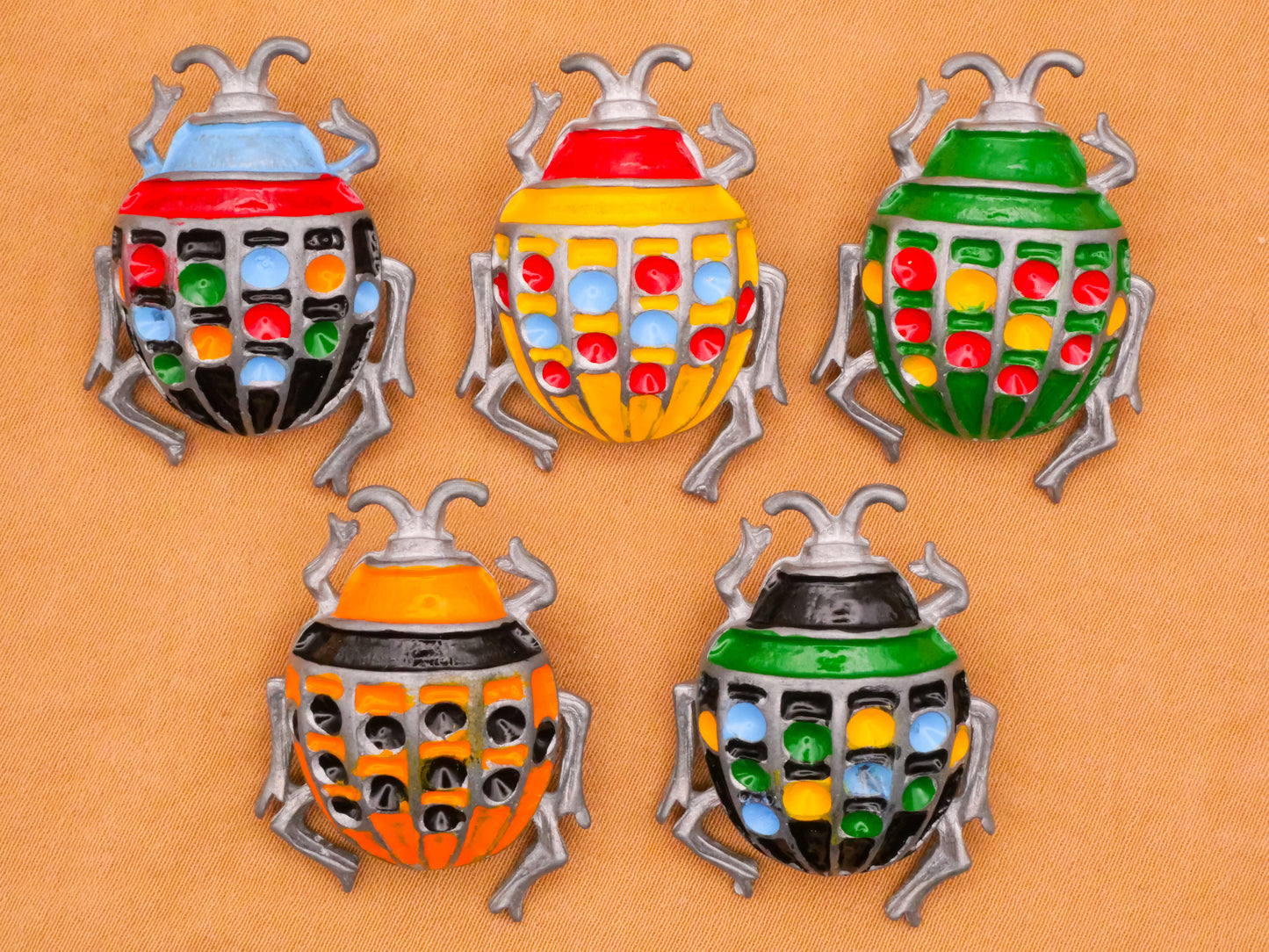 Beetle Insect Bug Large Enamel Metal Button Various 24x32mm