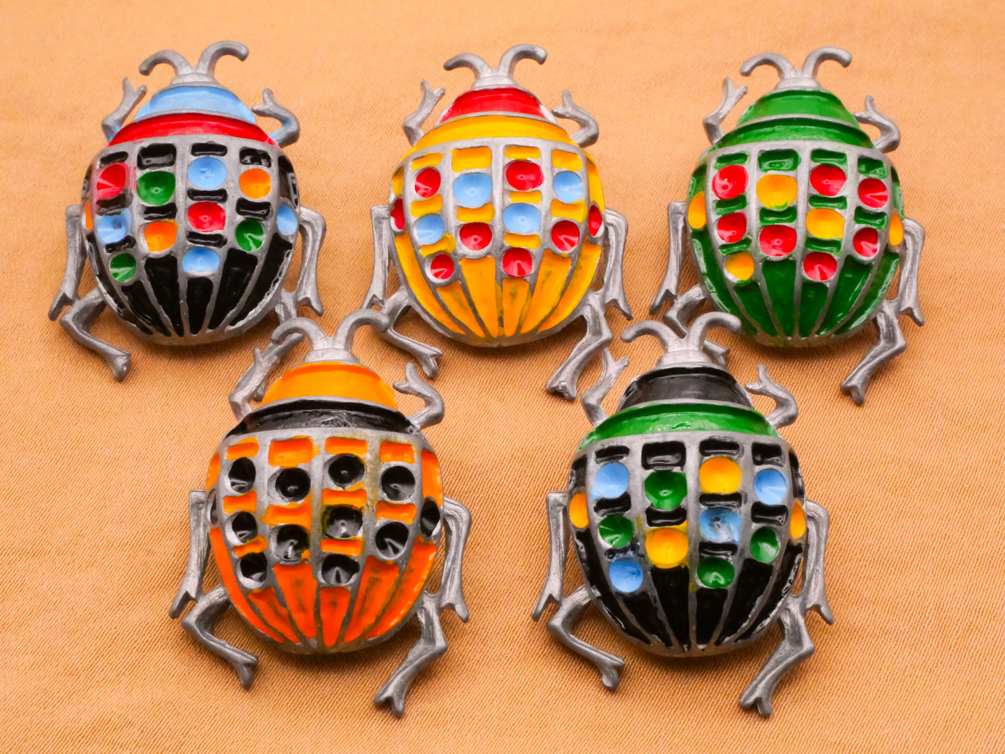 Beetle Insect Bug Large Enamel Metal Button Various 24x32mm