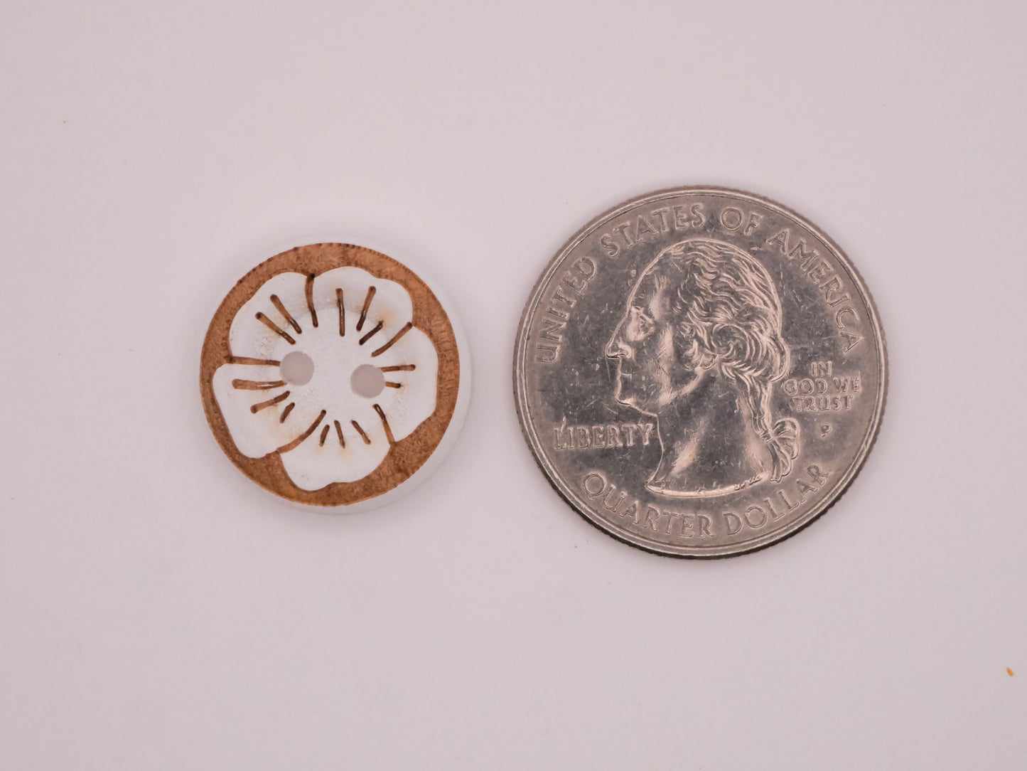 Tropical Flower White Wood Set of Ten Buttons 18mm