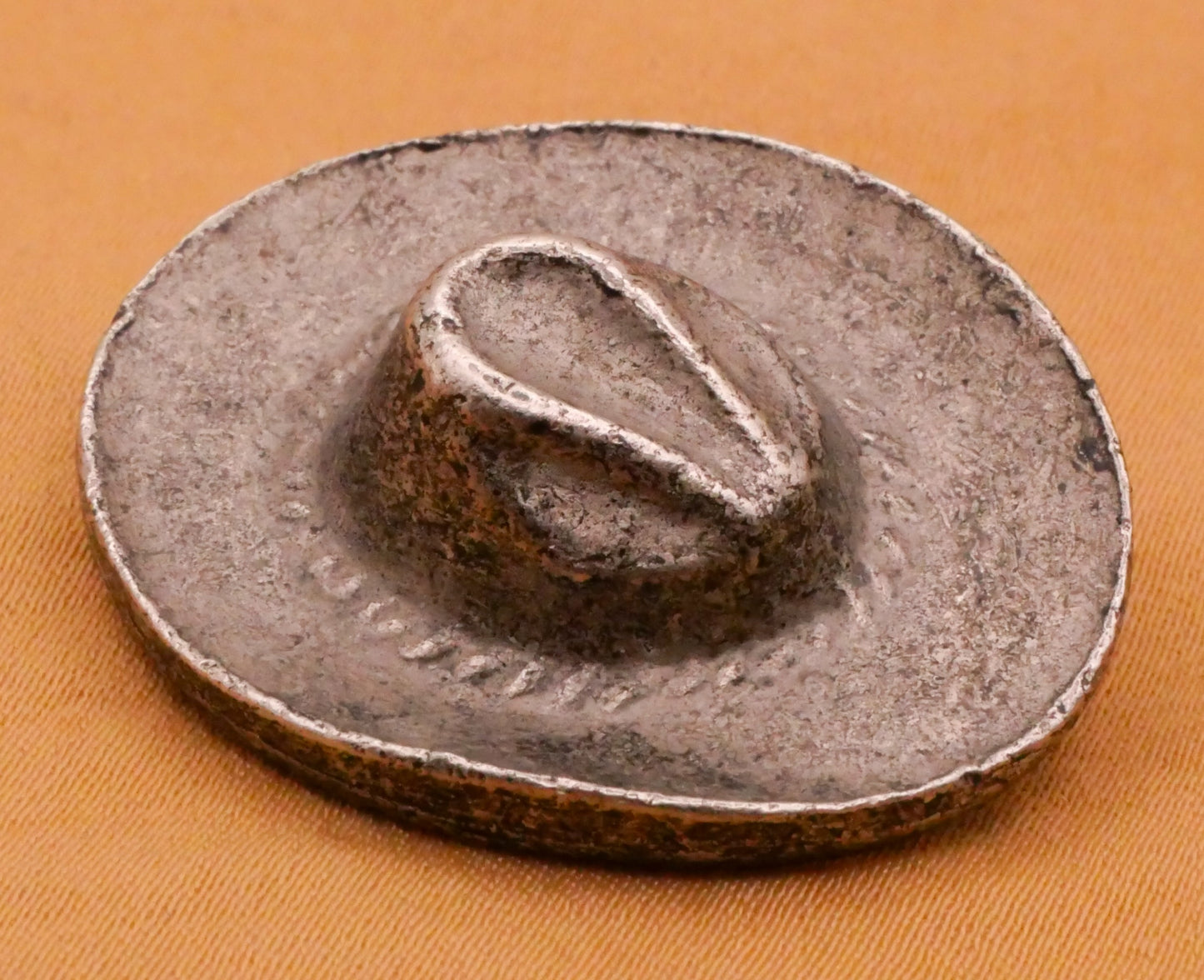 Cowboy Hat Realistic Vintage Large Metal Button 27x32mm
