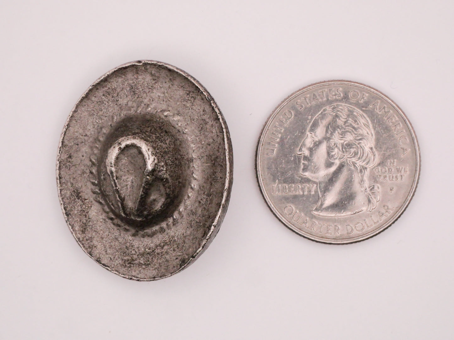 Cowboy Hat Realistic Vintage Large Metal Button 27x32mm