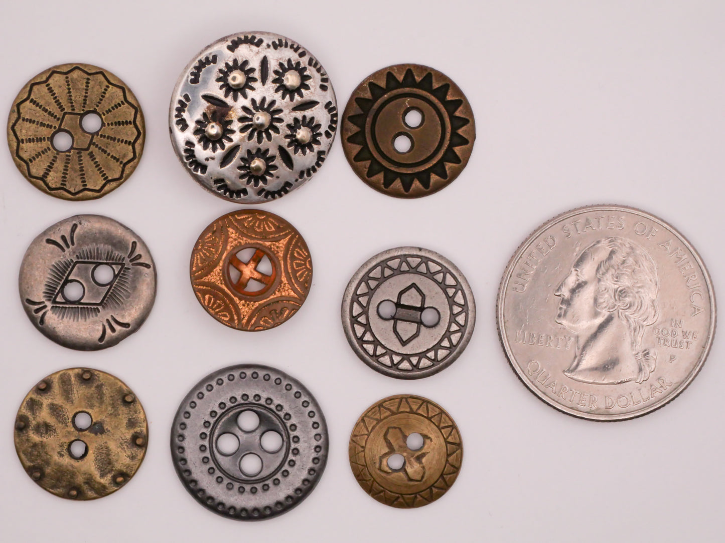 Southwest Design Vintage Metal Button Various 13-19mm