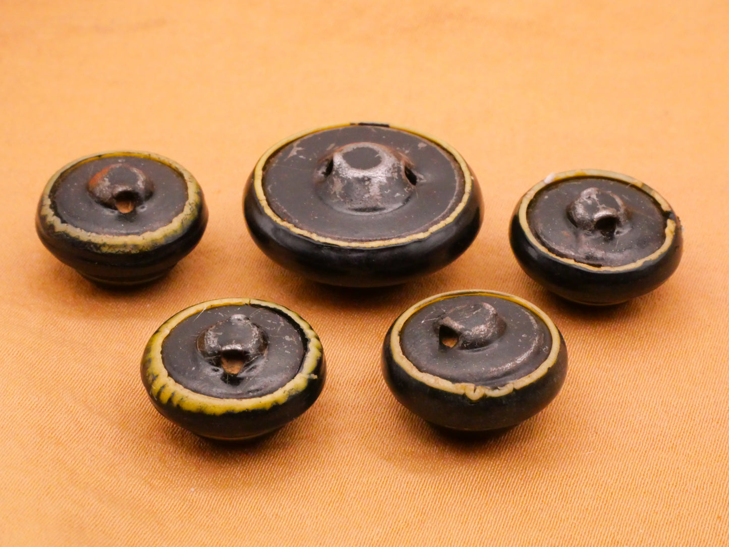 Dark Patina Metal Mother of Pearl Center Antique Button Various 17-23mm