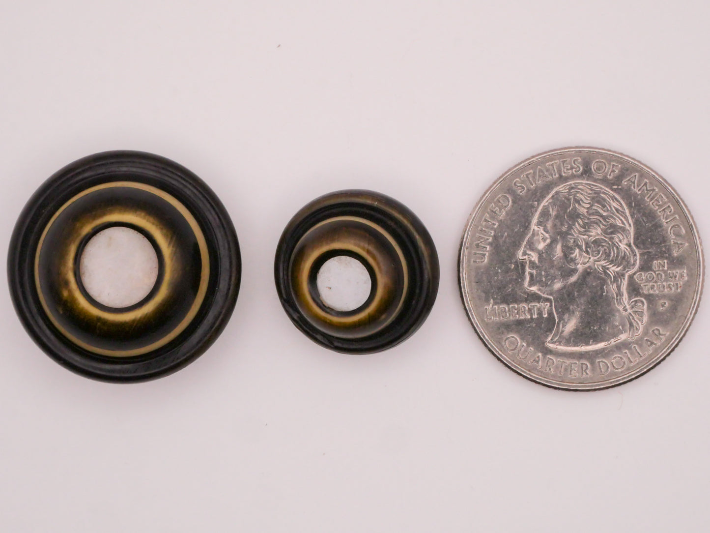 Dark Patina Metal Mother of Pearl Center Antique Button Various 17-23mm