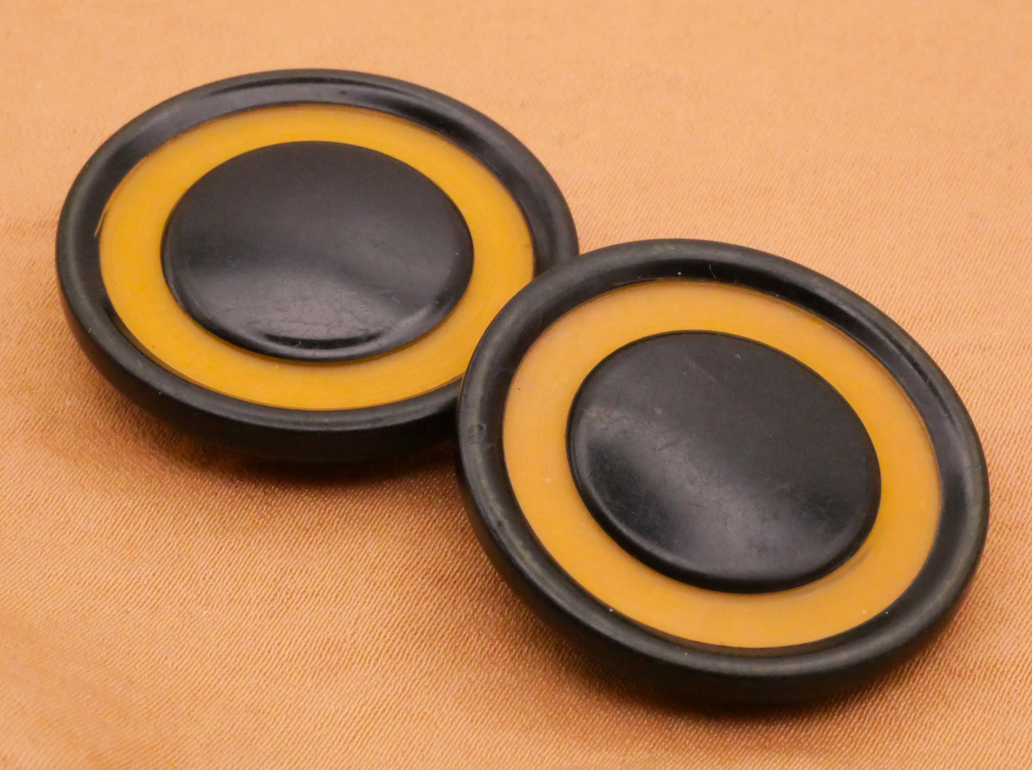 Celluloid Early Plastic Veg Ivory Look Eye Pair of Buttons 29mm