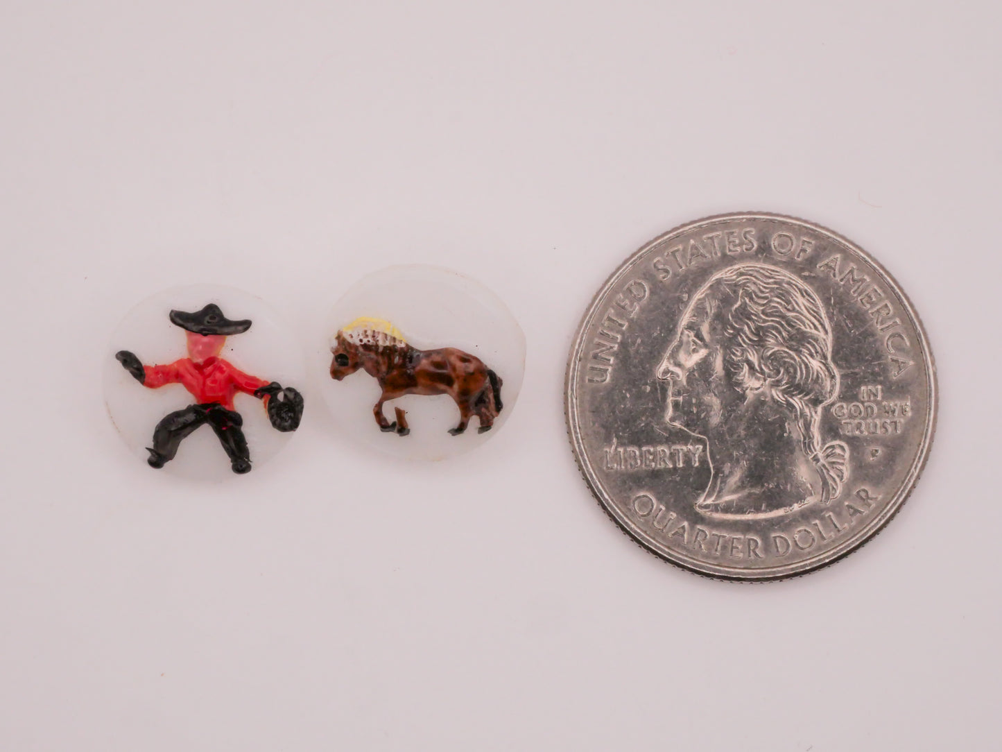 Bandit or Horse Hand-Painted Vintage White Glass Button Various 13mm