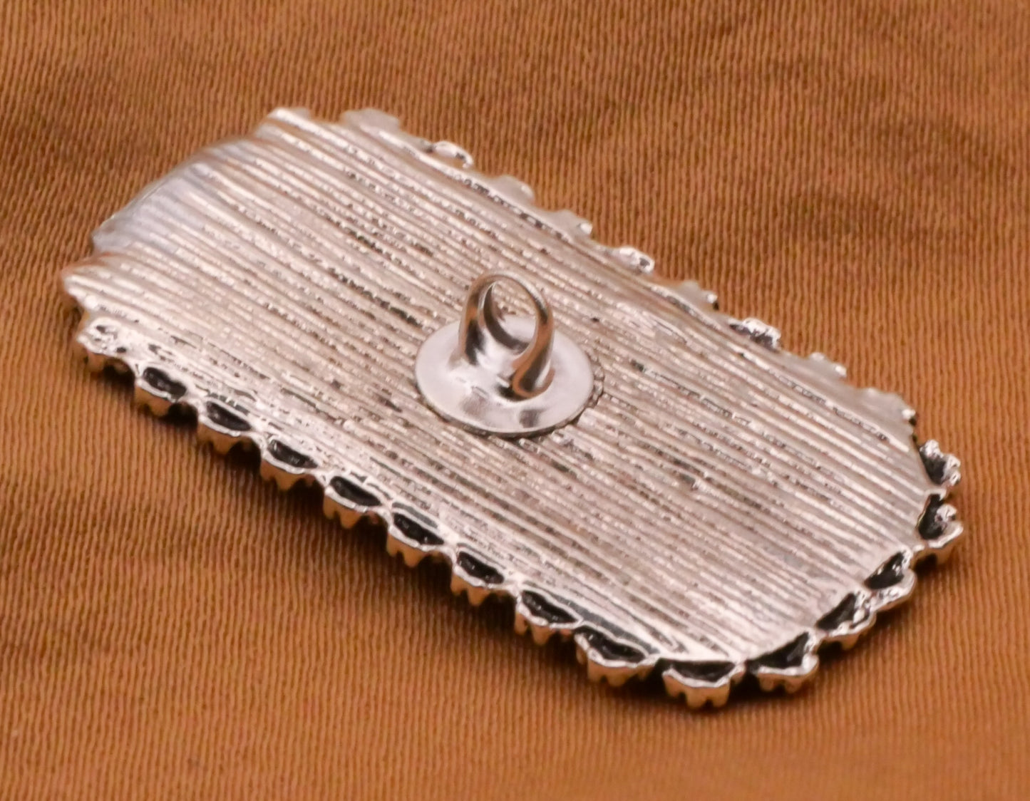 Cactus Sun Landscape Rectangular Silver Metal Button 17x30mm