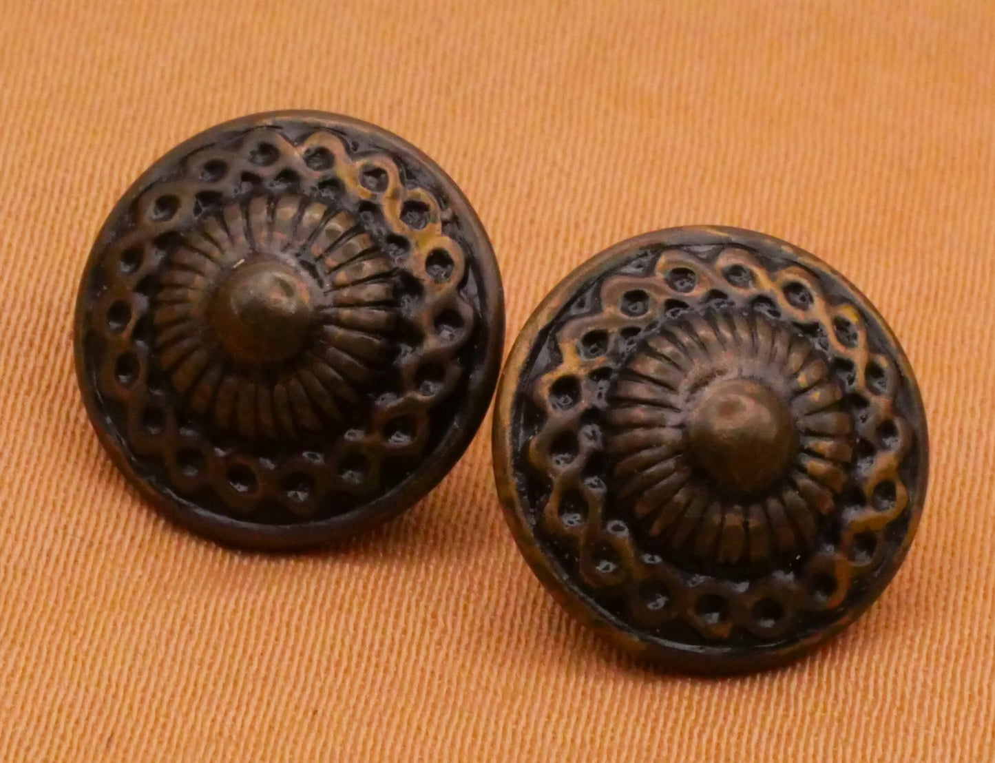 Braided Edge Bronze Metal Pair of Buttons 12mm