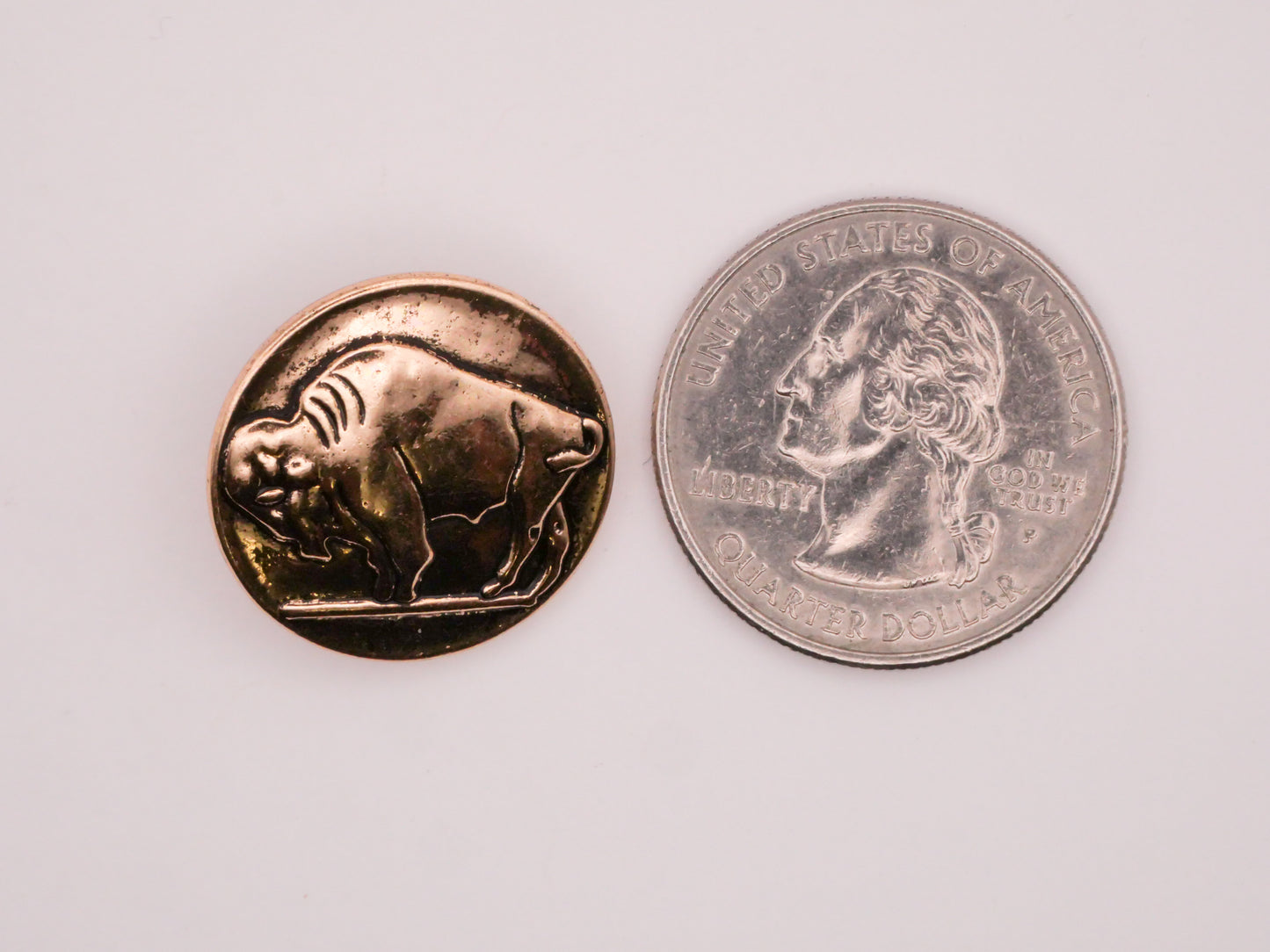 Buffalo Nickel Soft Gold Metal Button 21mm
