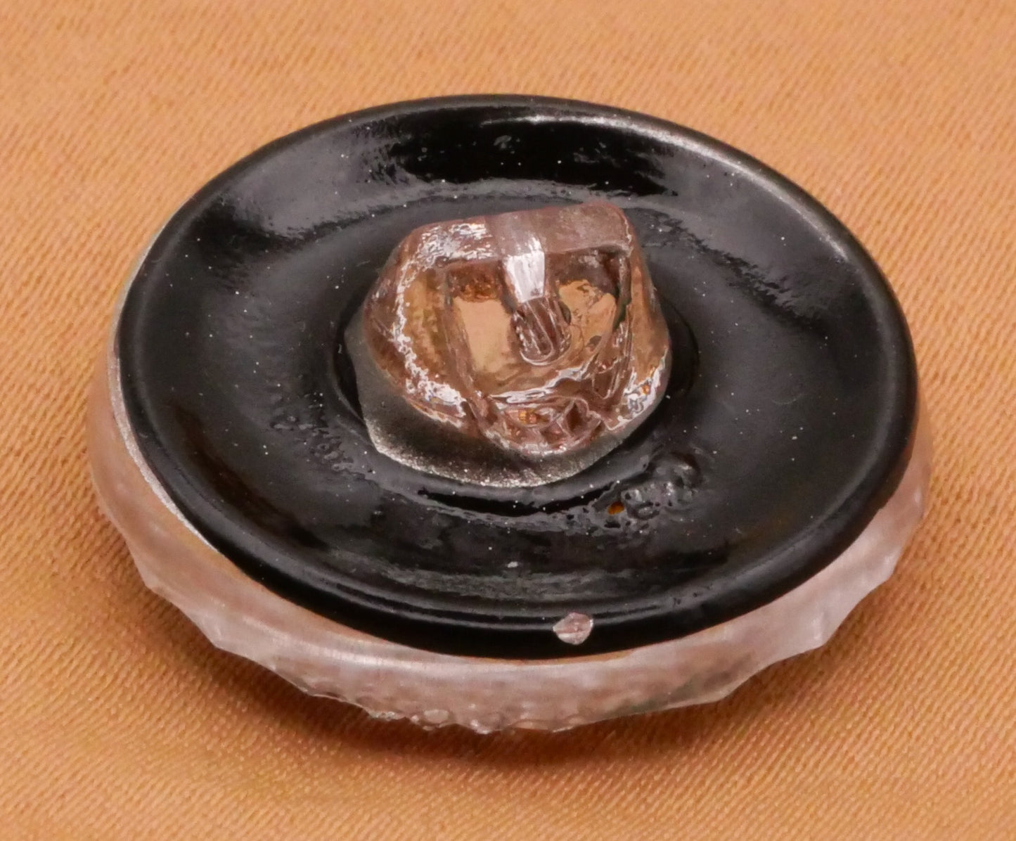 Flower Paisley Reverse Painted Czech Glass Button 22mm