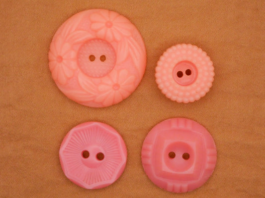Pink Peachy Housecoat Vintage Plastic Button Various 16-28mm