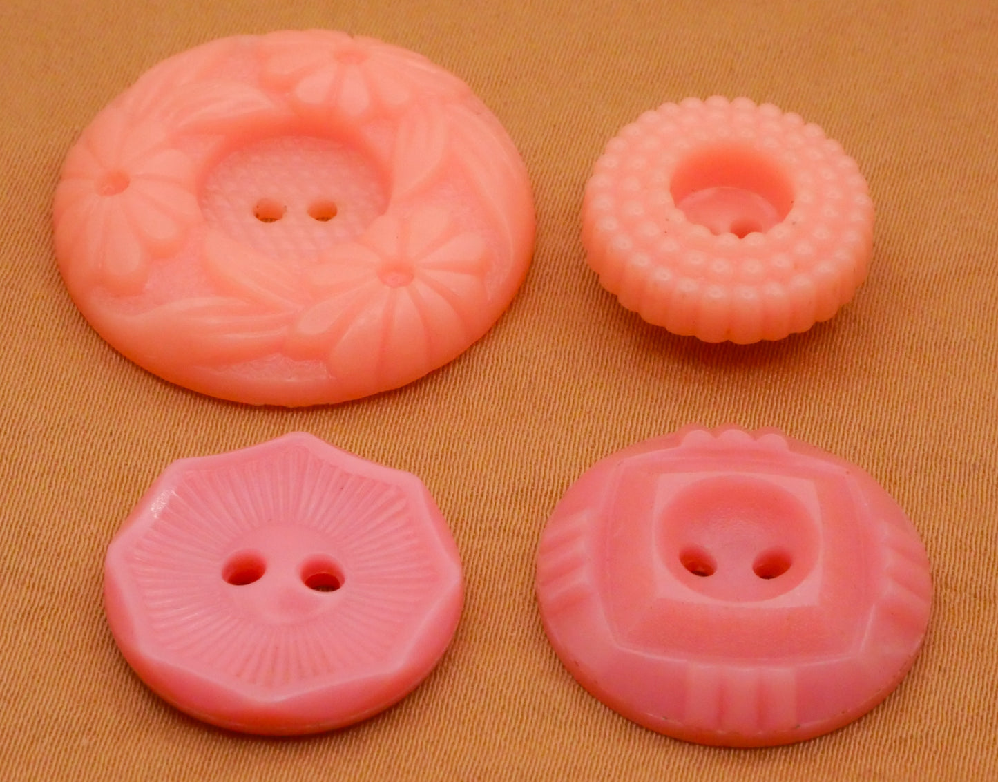 Pink Peachy Housecoat Vintage Plastic Button Various 16-28mm