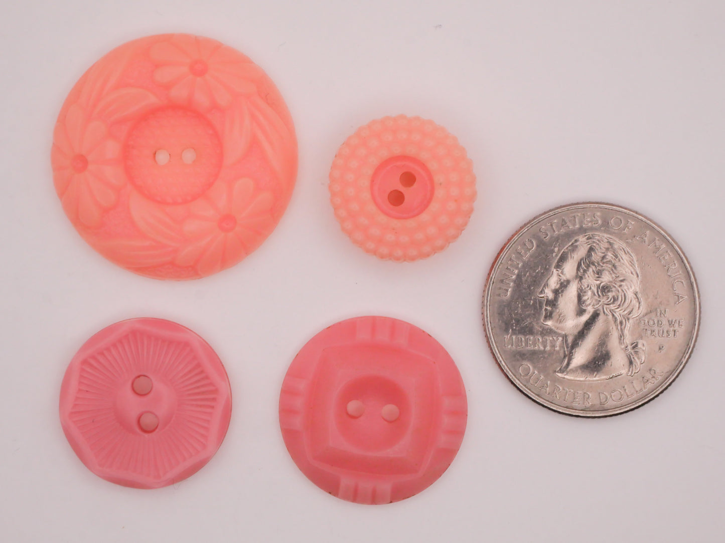 Pink Peachy Housecoat Vintage Plastic Button Various 16-28mm