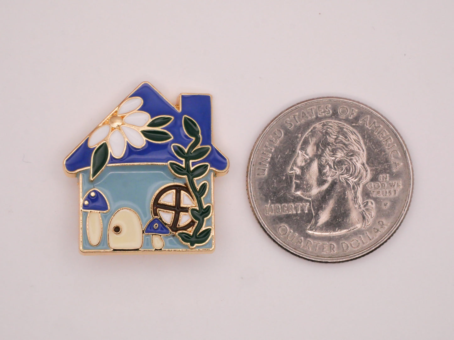 Cottage House Flower Mushroom Enamel Metal Button Various 24x25mm