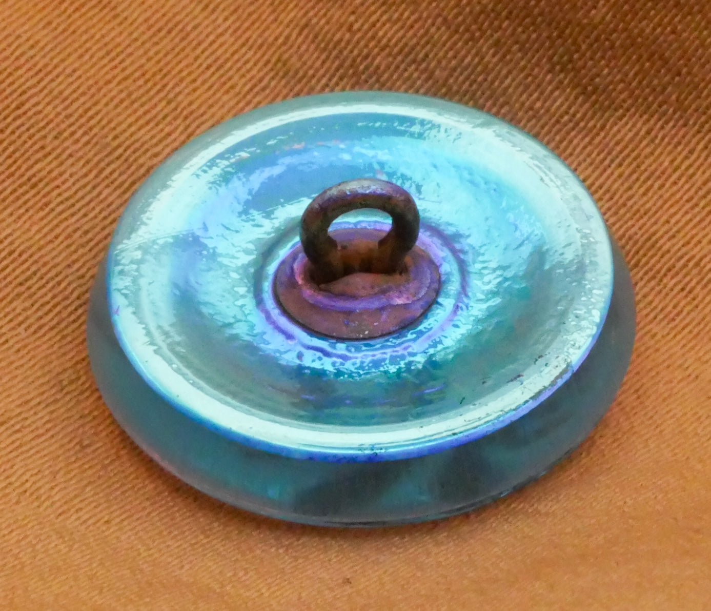 Dragonfly Czech Glass Aquamarine Gold Glass Button 18mm