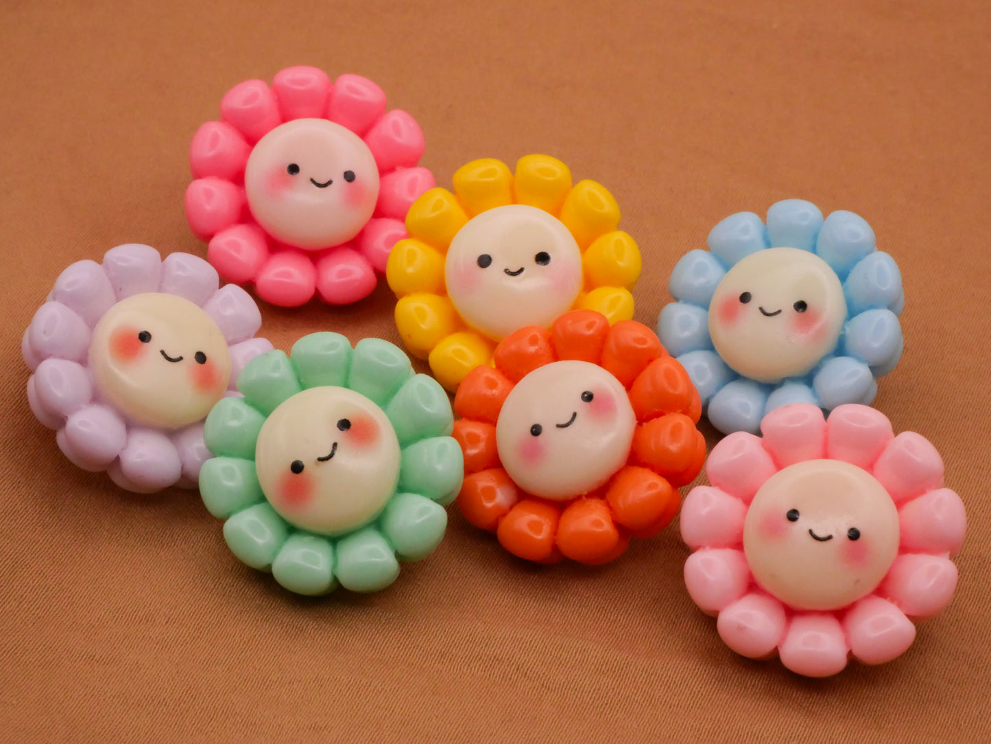 Flower Smiley Face Colorful Plastic Assorted Set of Four Buttons 22mm