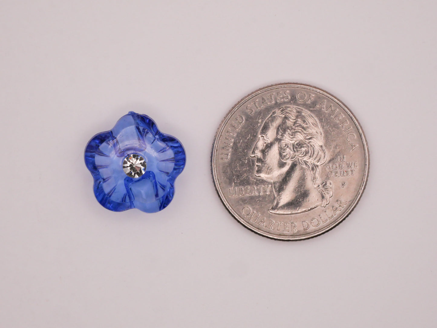 Flower Rhinestone Transparent Plastic Assorted Set of Ten Buttons 15mm