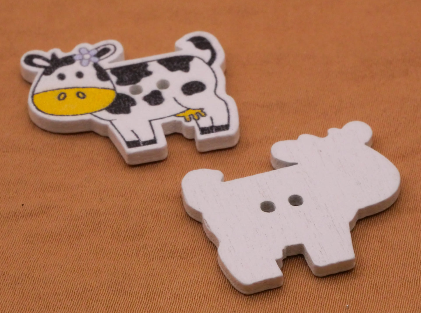 Cow Colorful Snout Wood Assorted Set of Ten Buttons 21x28mm