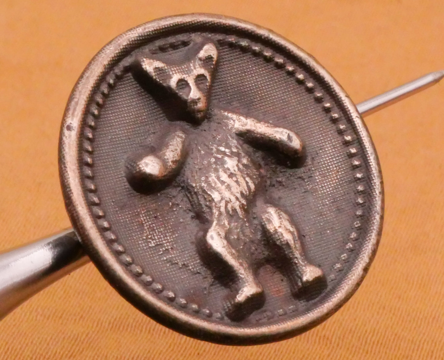 Teddy Theodore Roosevelt Bear Antique Metal Button 23mm