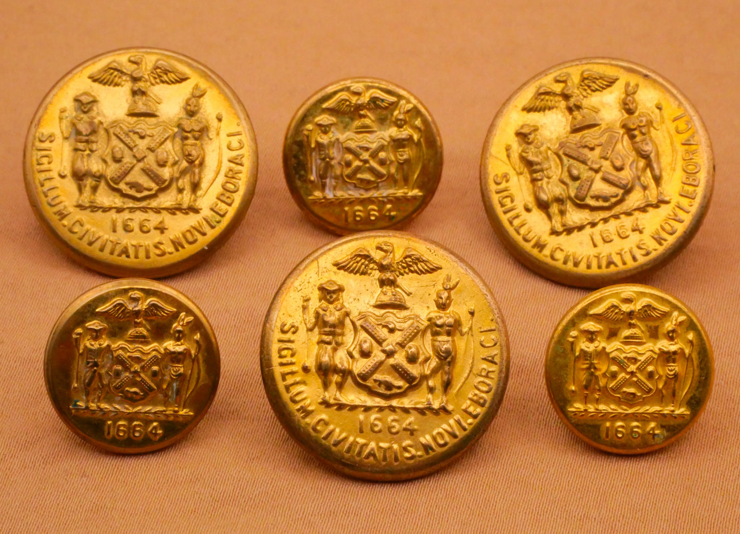 New York State Seal Gold Metal Button Various 16-23mm