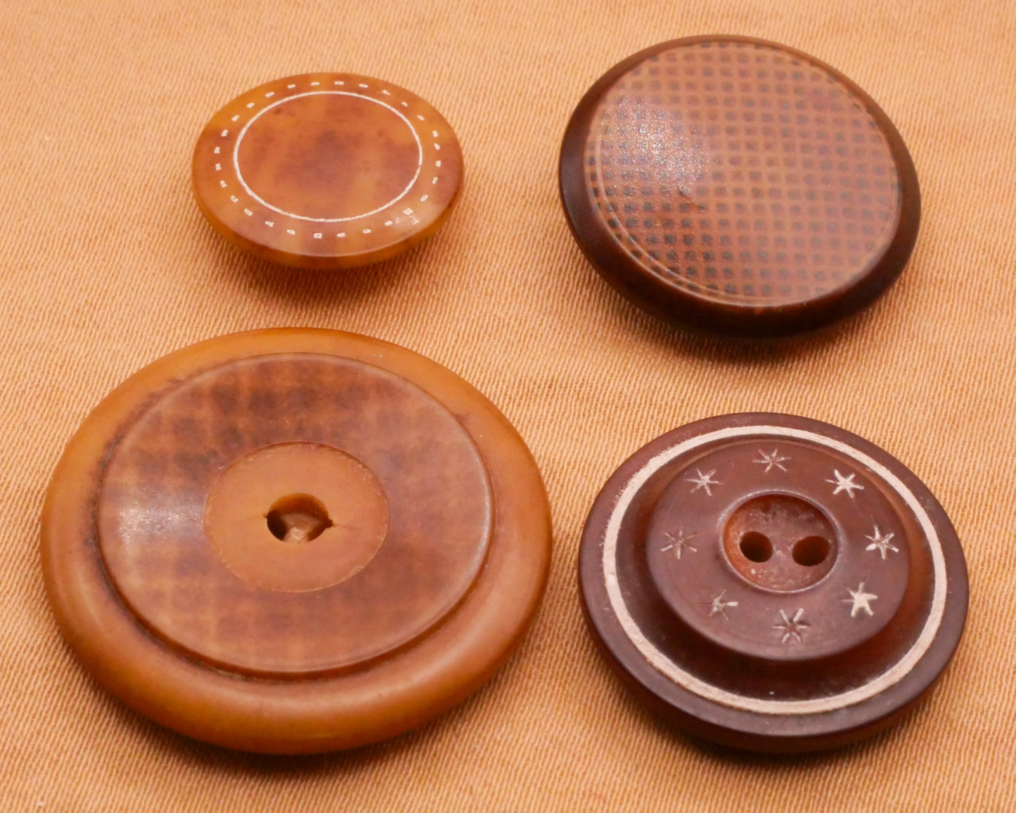 Vegetable Ivory Etched or Plaid Design Button Various 14-25mm