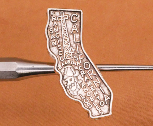 California State Cities Verbal Silver Metal Button 12x25mm