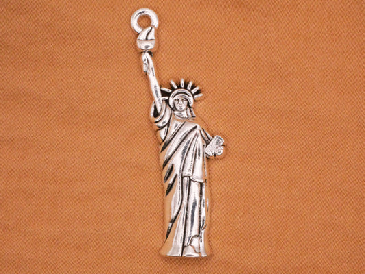 Statue of Liberty Silver Metal Charm Embellishment 19x48mm