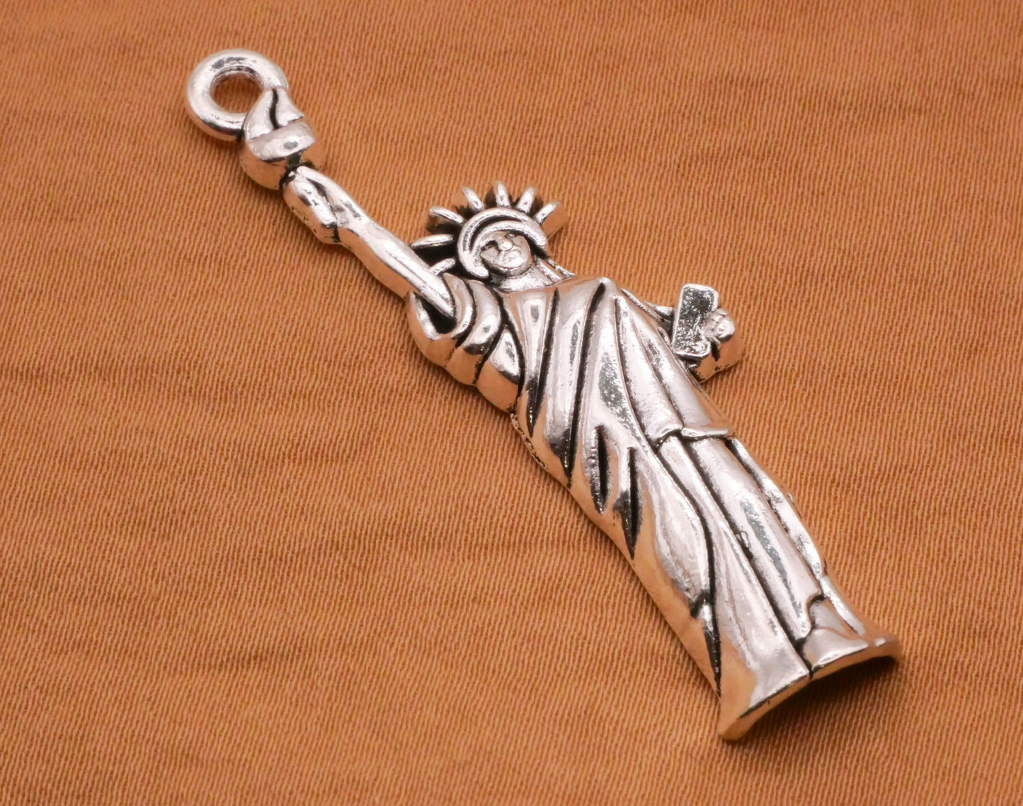 Statue of Liberty Silver Metal Charm Embellishment 19x48mm