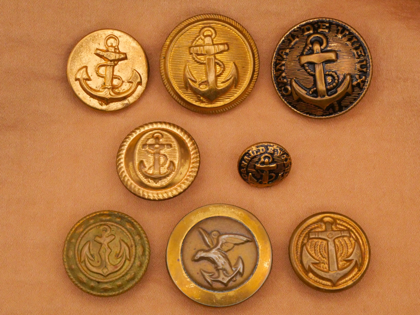 Anchor Nautical Brass Gold Metal Vintage Button Various 12-23mm
