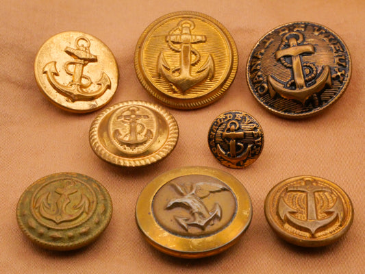 Anchor Nautical Brass Gold Metal Vintage Button Various 12-23mm