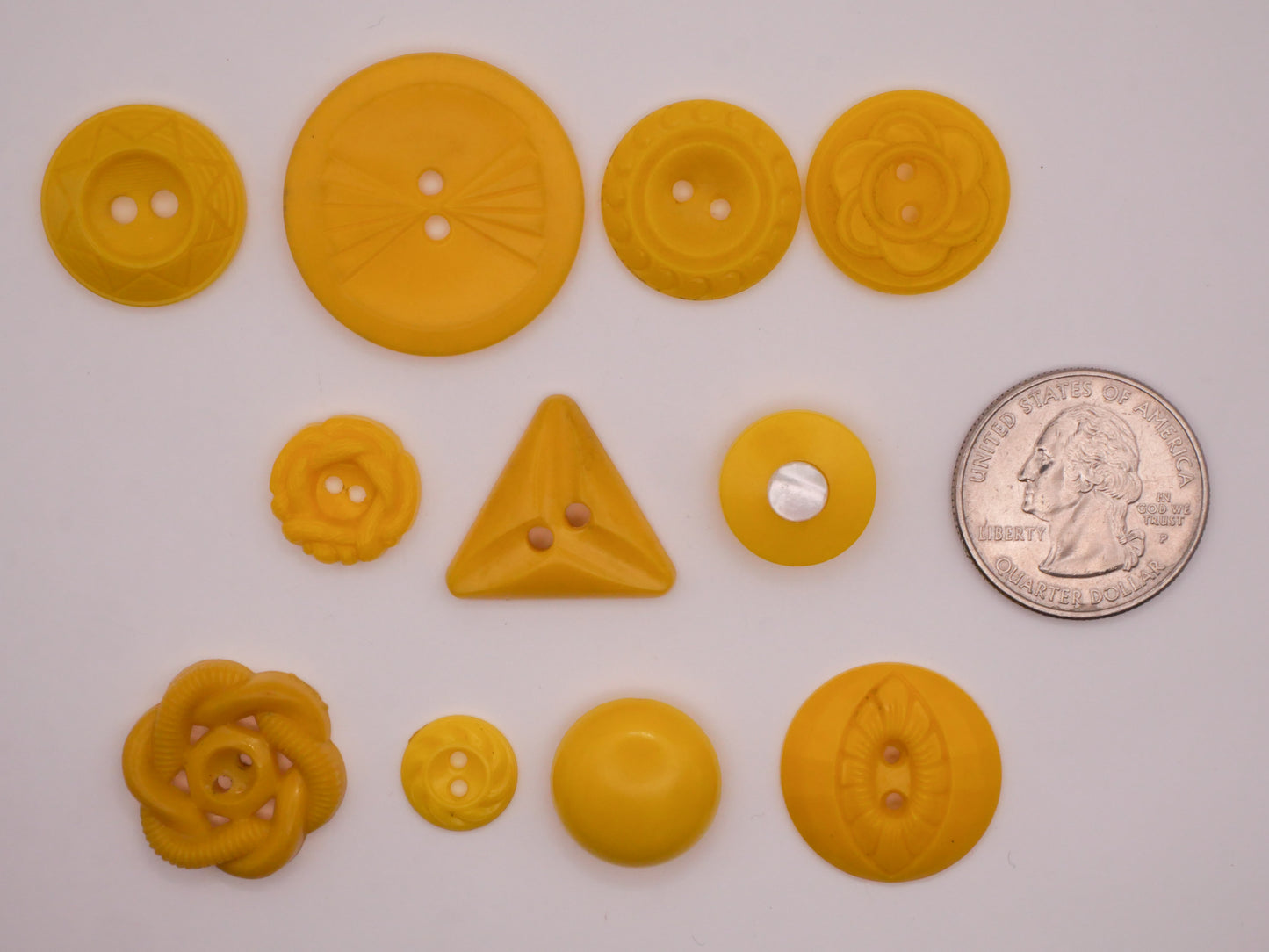 Yellow Housecoat Vintage Plastic Button Various 11-28mm