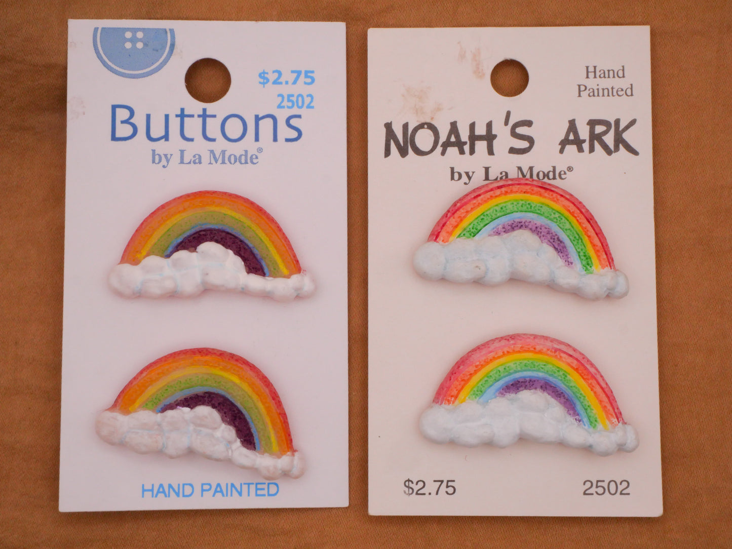 Rainbow Clouds Vintage Plastic Pair of Carded Buttons Various 18-36mm