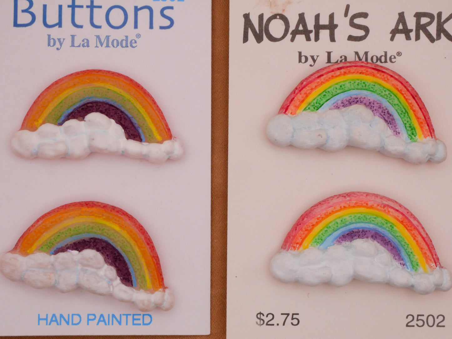 Rainbow Clouds Vintage Plastic Pair of Carded Buttons Various 18-36mm