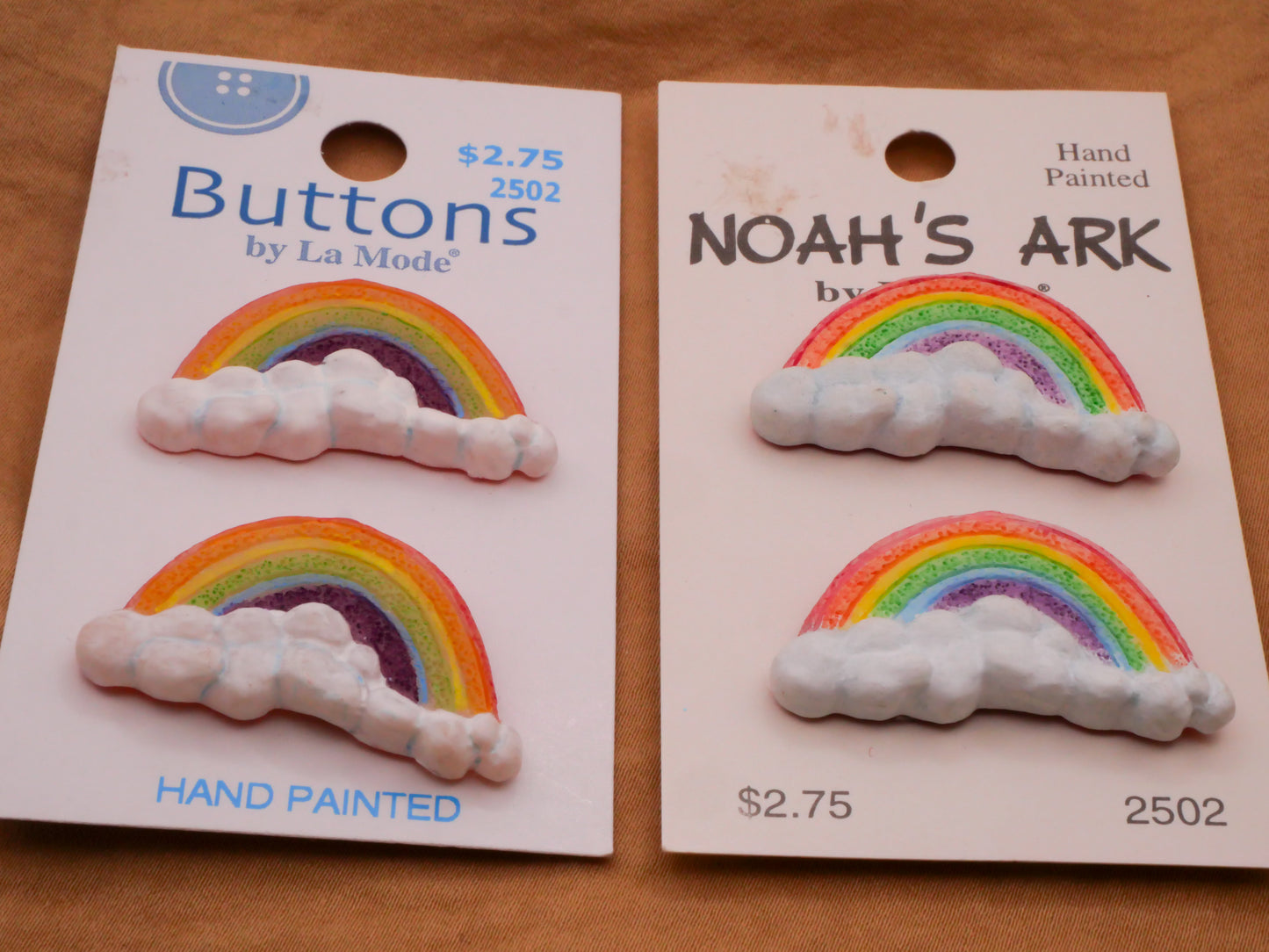 Rainbow Clouds Vintage Plastic Pair of Carded Buttons Various 18-36mm