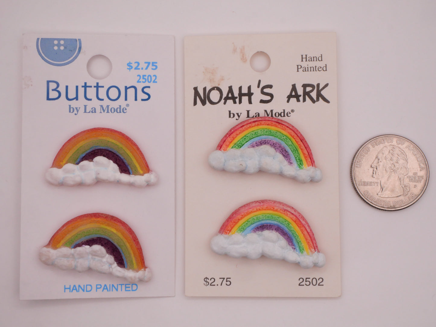 Rainbow Clouds Vintage Plastic Pair of Carded Buttons Various 18-36mm