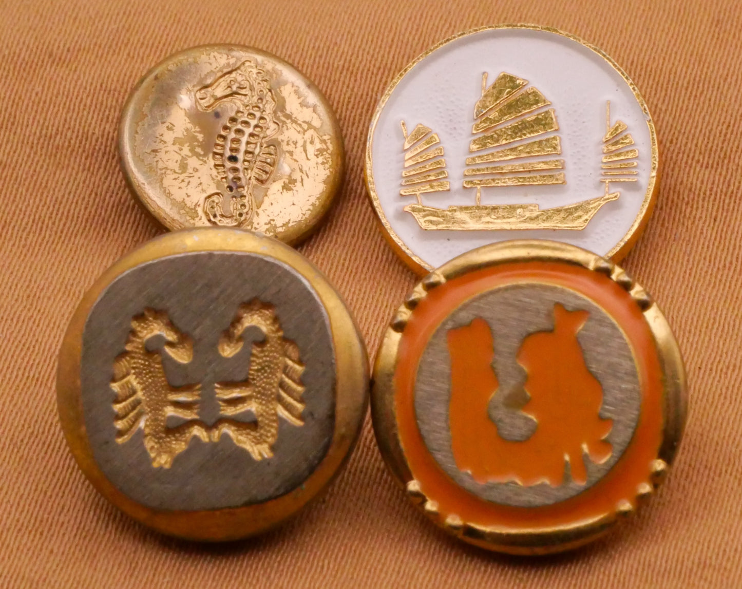 Nautical Gold Metal Vintage Button Various 12-15mm